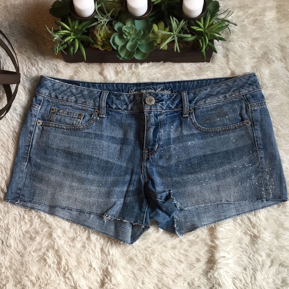 American Eagle Glitter Jean Shorts